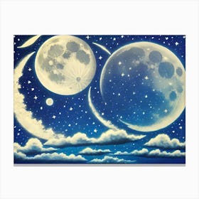 Moon And Stars Canvas Print