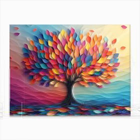 Colorful Tree with Multicolor Leaves 3 Canvas Print