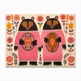 Black Bear 1 Folk Style Animal Illustration Canvas Print