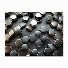 3d Art Background, Metal High Quality Hexagon Rendering Design Honeycomb Canvas Print