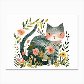 Little Floral Cat 6 Canvas Print