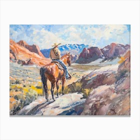 Cowboy In Red Rock Canyon Nevada 4 Canvas Print