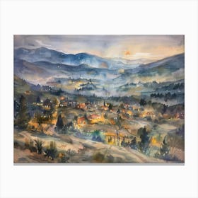 Village At Sunset 1 Canvas Print