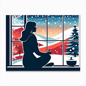 Christmas Window 6 vector art Canvas Print