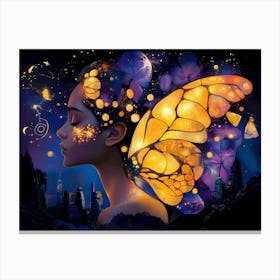 Girl With A Butterfly 3 Canvas Print