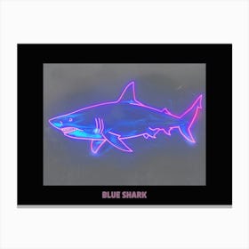 Neon Pink Blue Shark Poster 2 Canvas Print