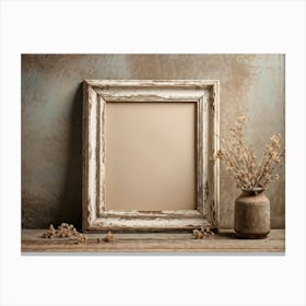 Vintage Textured Cardboard Frame Holding An Artistic Design Edges Worn And Gently Curling Patina O (4) Canvas Print