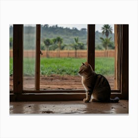 Cat In A Window 2 Canvas Print