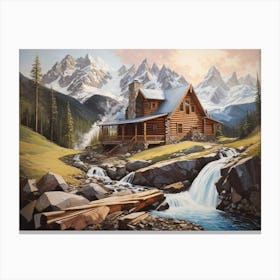 Cabin In The Mountains Canvas Print