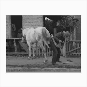 Mormon Farmer Shoeing A Horse, Santa Clara, Utah By Russell Lee Canvas Print