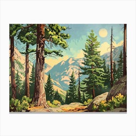 Retro Wooded Pines 8 Canvas Print
