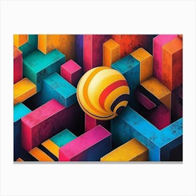 3d Abstract Geometric Patterns with Vibrant Colors Canvas Print