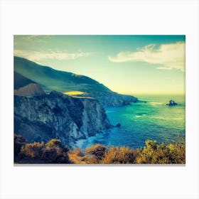 America Big Sur Coast California Sea Santa Lucia Mountain Range Usa Canvas Print