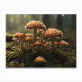 Mushrooms In The Forest Canvas Print