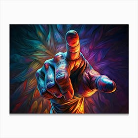 Colorful Hand Pointing Canvas Print