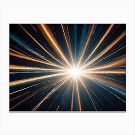 Abstract Image Of A Starburst With Golden And Blue Lines Radiating Outwards, Representing A Burst Of Energy Or Light Canvas Print