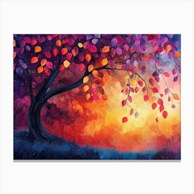 Elegant Colorful Tree with Vibrant Leaves Hanging Branches 8 Canvas Print