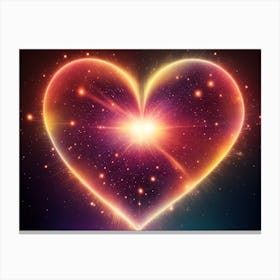 A Colorful Glowing Heart On A Dark Background Horizontal Composition 72 Canvas Print