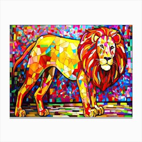 Lion Pose - Stained Glass Lion Canvas Print