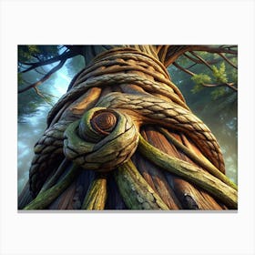 Closeup Of A Tree Trunk Wrapped In Vines Canvas Print