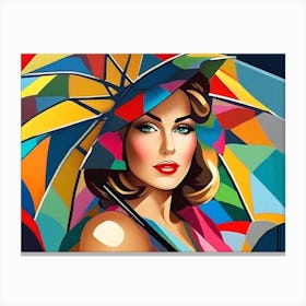 Woman With An Umbrella - cubism Canvas Print