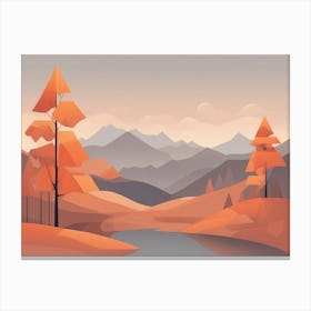 Misty mountains horizontal background in orange tone 57 Canvas Print