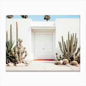 California Dreaming - White Mid-Century Modern House Canvas Print