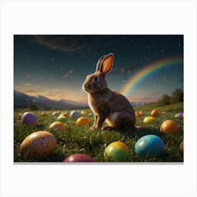 Rainbow Over Easter Eggs Canvas Print