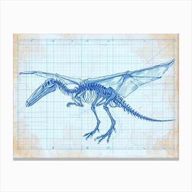 Pteranodon Dinosaur Blue Print Inspired Canvas Print