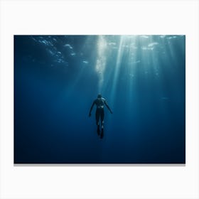 Scuba Diver In The Ocean Canvas Print