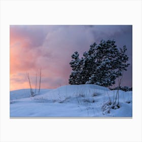 Sunset In The Snow Canvas Print