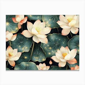 Seamless Lotus Leaf Pattern Textured 1 Canvas Print