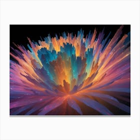 An Abstract Digital Art Piece Featuring A Burst Of Colorful, Textured Lines Resembling A Flower Or Explosion Canvas Print