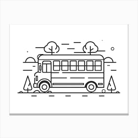 School Bus Line Art Canvas Print