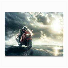 Rider On Red Bike (29) Canvas Print