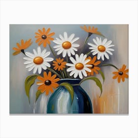 Daisies In A Vase Abstract 6 Canvas Print