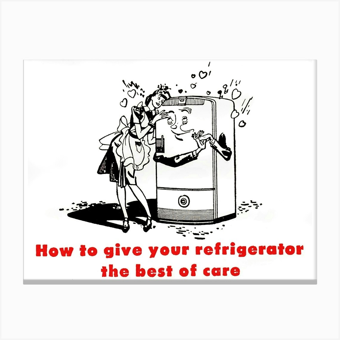 Housewife In Live With Refrigerator, Funny Vintage Advertising Poster Canvas Print by Vintage Spirit