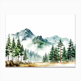 Watercolor Of Mountains 2 Canvas Print