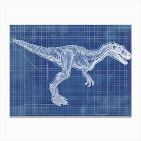 Dilophosaurus Skeleton Hand Drawn Blueprint 4 Canvas Print