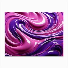 Pink & Purple Gloss Fluid Swirls Abstract 2 Canvas Print
