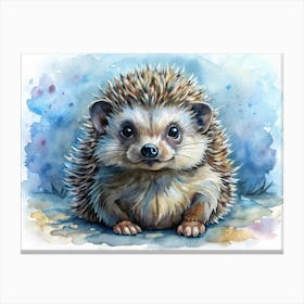 Watercolor Hedgehog Illustration Canvas Print