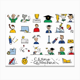 Cartoon Icons Representing Events And Education Sketched By Hand Hand Drawn Animation Style Depic (5) Canvas Print