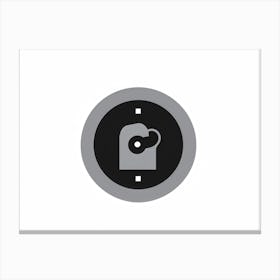 Black Pointer Finger Piercing The Center Of A Grey Round Interface Button Encapsulating The Essence (6) Canvas Print