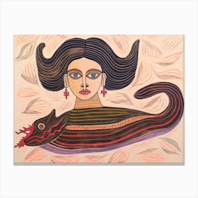 Woman With A Fish Canvas Print