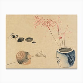 Sparklers, Crab And Bulb, Katsushika Hokusai Canvas Print