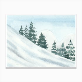 Watercolor Of A Winter Scene Canvas Print