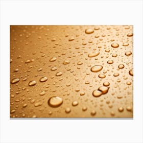 Close Up Shot Of Water Droplets On A Golden Surface Canvas Print