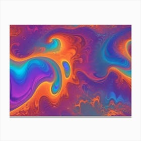 Abstract Colorful Fluid Art With Swirling, Flowing Patterns In Shades Of Orange, Purple, Blue, And Yellow Canvas Print