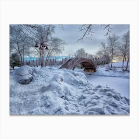 Bridge In The Snow Canvas Print