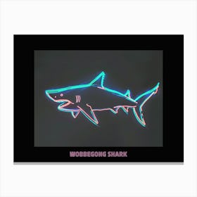 Neon Pink Aqua Wobbegong Shark Poster 6 Canvas Print